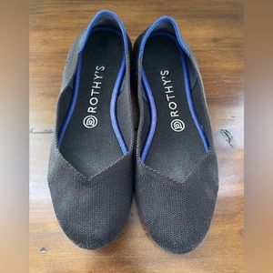 ladies Rothy's ballet flat size 8.5 black knit rounded toe shoe